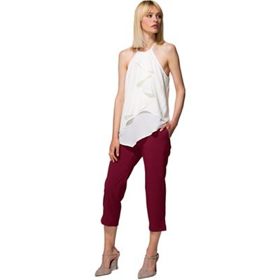 Burgundy easy care capris in clever fabric
